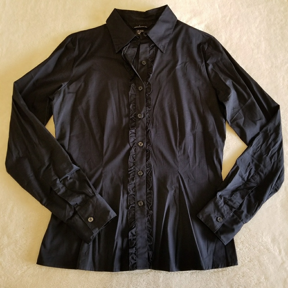 Moda International Black Button Down Shirt, Size S